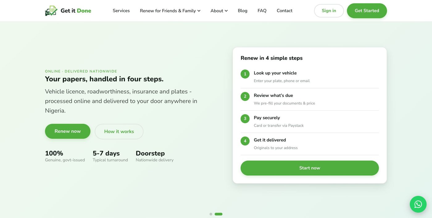 GetItDone.ng — vehicle paperwork, without the queue
